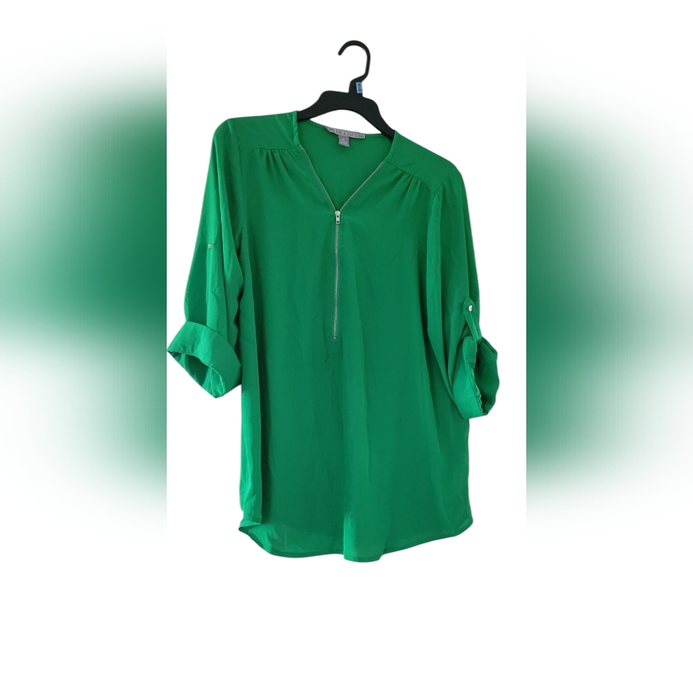 Emerald Green Relaxed 3/4 Sleeve Blouse